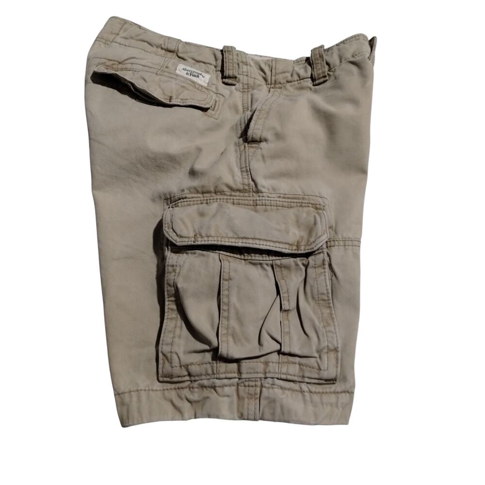 Y2K Abercrombie & Fitch Men's size 30 Distressed Tan Cargo Shorts Grungecore - Picture 3 of 12